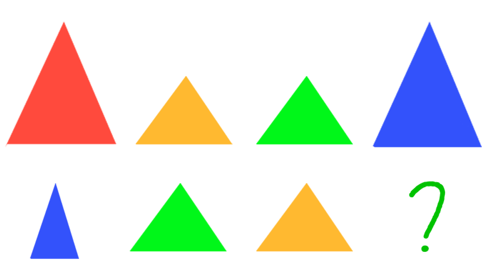 Рисунок 1 10 треугольник. Маленький треугольник. Треугольники разных размеров. Цветные треугольники. Большой и маленький треугольник.